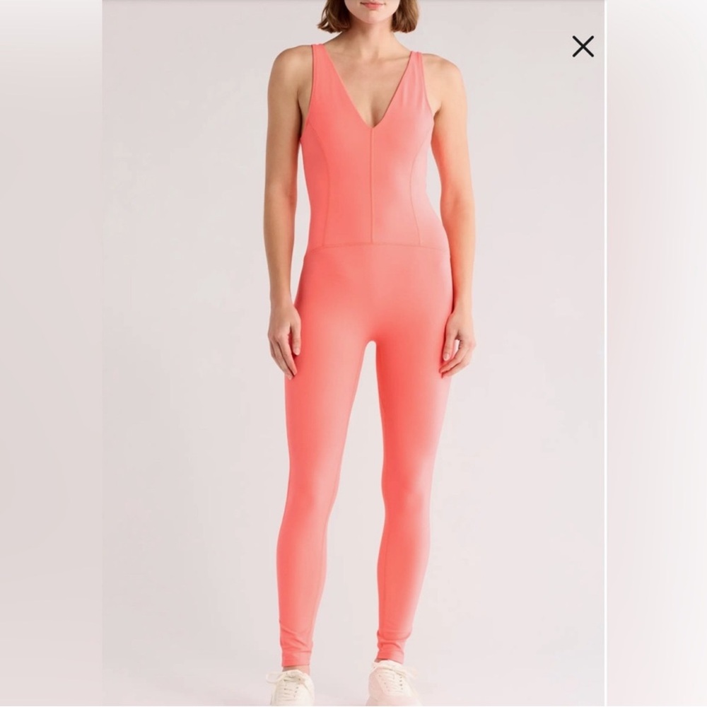 New ✨ FP Movement Never better Strappy Back Jumpsuit Medium Neon Coral